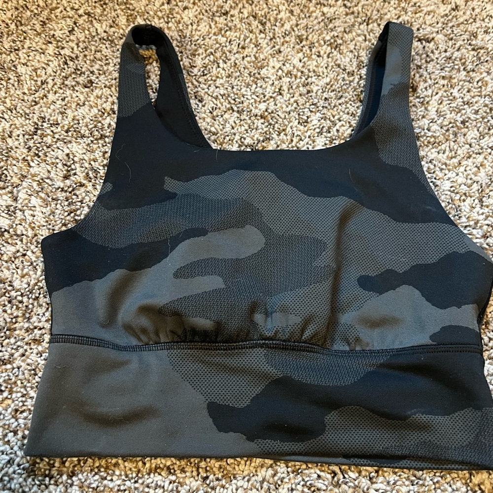 Aerie Black and Gray Camouflage Sports Bra